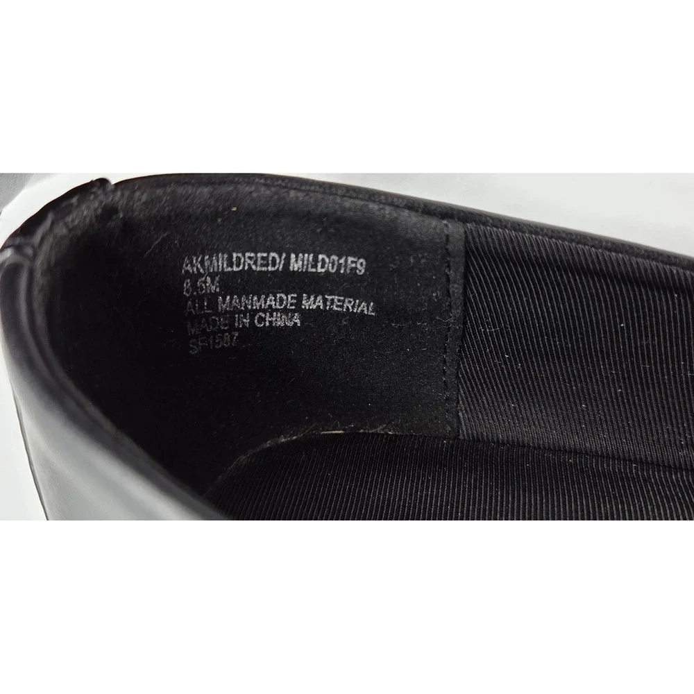 Anne Klein Mildred Black Wedge Pumps Patent Cap Toe Silver Trim Shoes‎ Size 8.5M